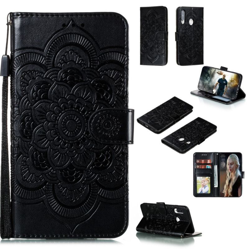 Cover Folio-hoesje Huawei P40 Lite E / Y7p Grijs Zwart Telefoonhoesje Volledige Mandala