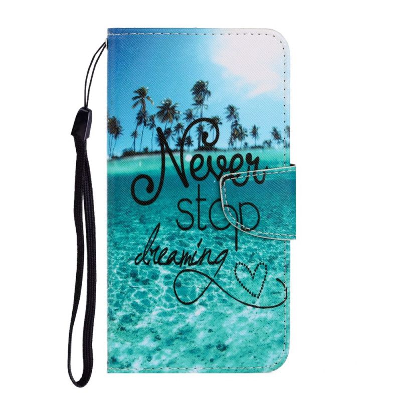 Cover Folio-hoesje Huawei P40 Lite E / Y7p Telefoonhoesje Stop Nooit Met Dromen Marine Met String