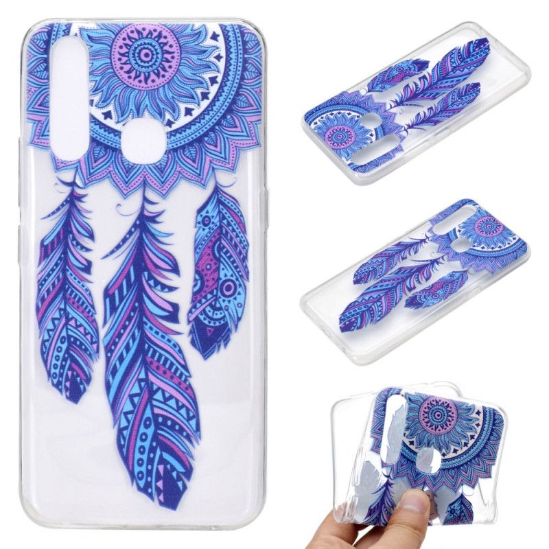 Cover Hoesje Huawei P40 Lite E / Y7p Telefoonhoesje Transparante Vanger Droomt Blauwe Veren