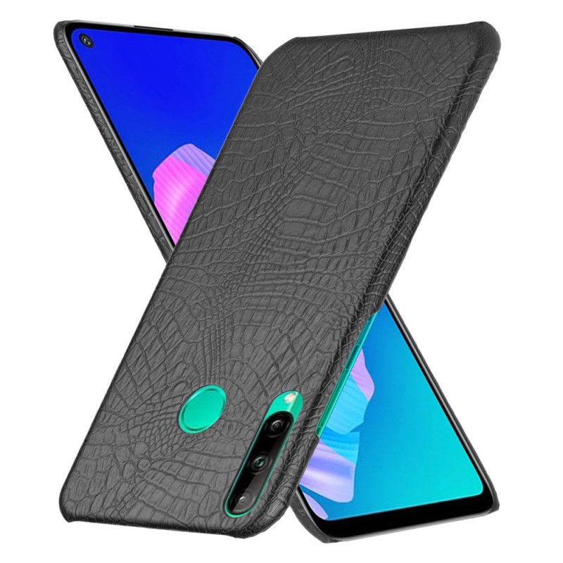 Cover Hoesje Huawei P40 Lite E / Y7p Wit Zwart Telefoonhoesje Krokodillenhuideffect