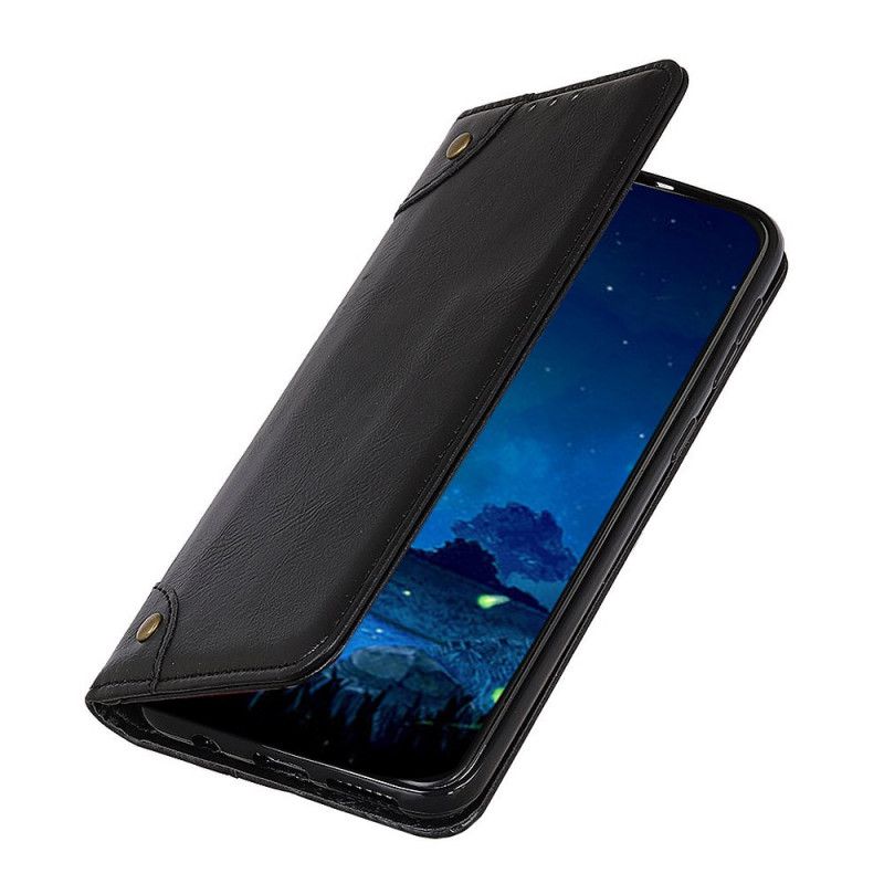 Folio-hoesje voor Huawei P40 Lite E / Y7p Zwart Vintage Splitleren Klinknagels