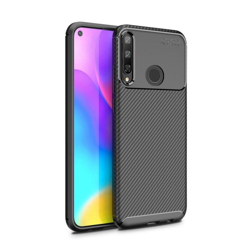 Hoesje Huawei P40 Lite E / Y7p Donkerblauw Zwart Flexibele Koolstofvezeltextuur