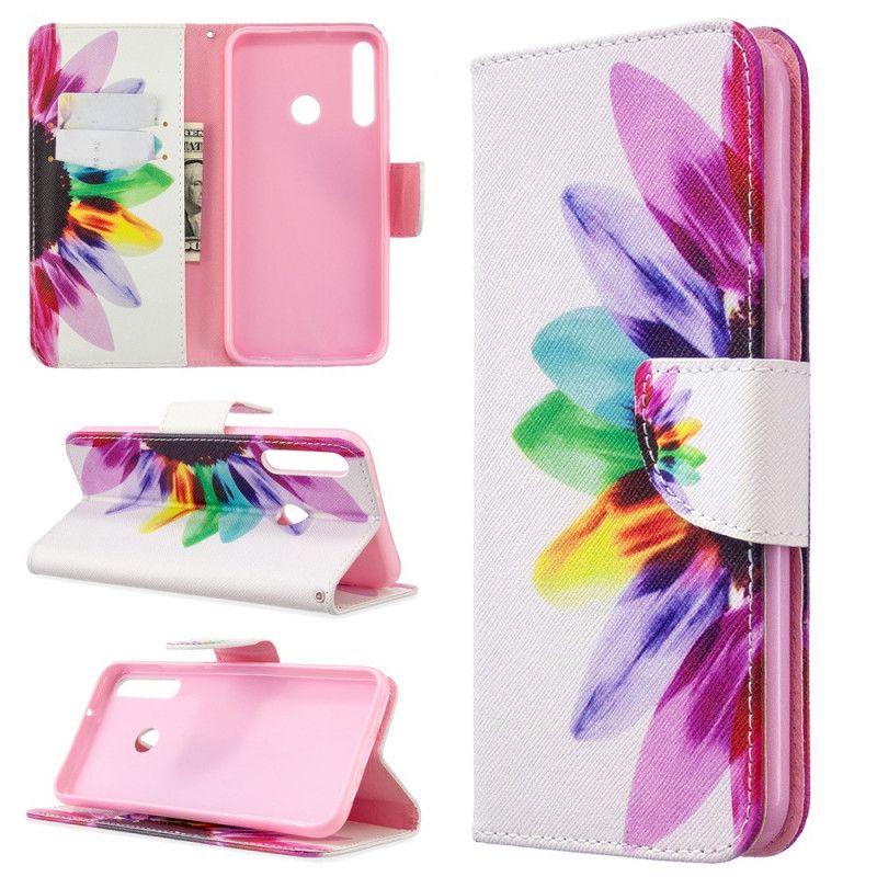 Leren Hoesje Huawei P40 Lite E / Y7p Aquarelbloem