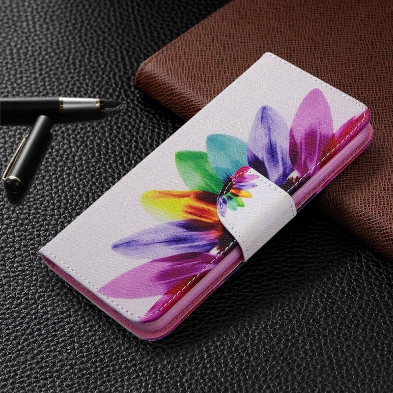 Leren Hoesje Huawei P40 Lite E / Y7p Aquarelbloem