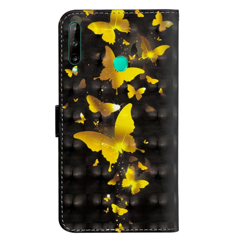 Leren Hoesje Huawei P40 Lite E / Y7p Gele Vlinders