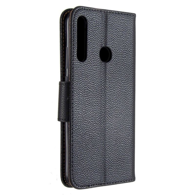 Leren Hoesje Huawei P40 Lite E / Y7p Grijs Zwart Lychee Schuine Flap