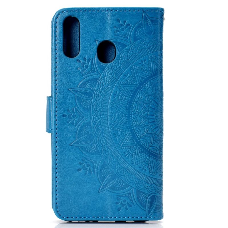 Leren Hoesje Huawei P40 Lite E / Y7p Magenta Grijs Zon Mandala