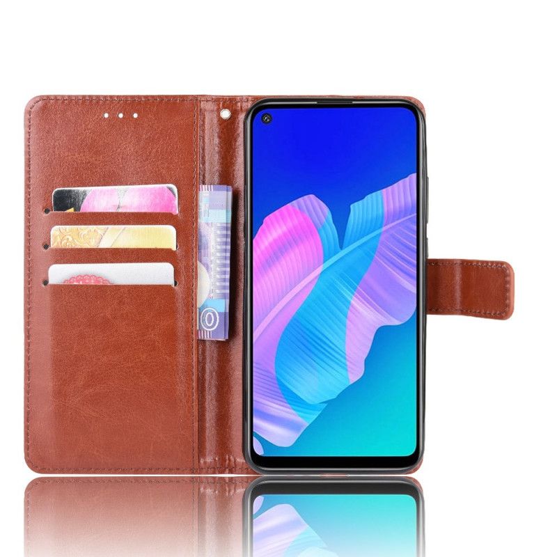 Leren Hoesje Huawei P40 Lite E / Y7p Rood Zwart Flitsend Kunstleer