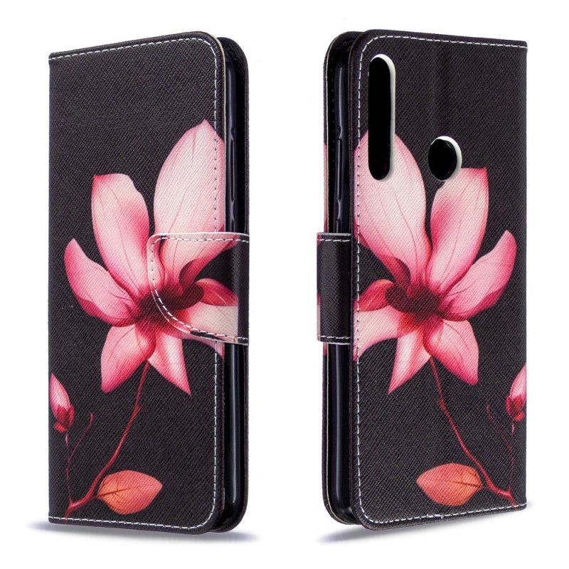 Leren Hoesje Huawei P40 Lite E / Y7p Roze Bloem