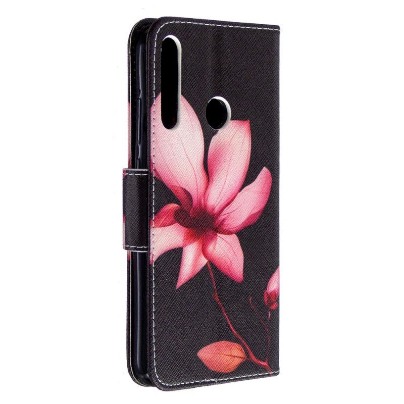 Leren Hoesje Huawei P40 Lite E / Y7p Roze Bloem