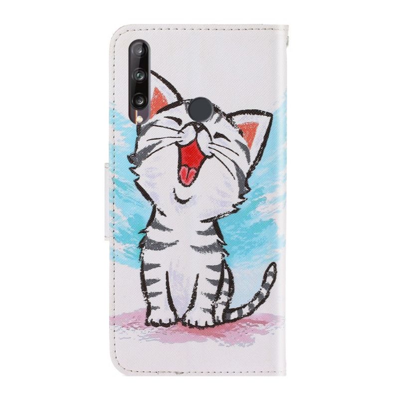 Leren Hoesje Huawei P40 Lite E / Y7p Telefoonhoesje String Kitten