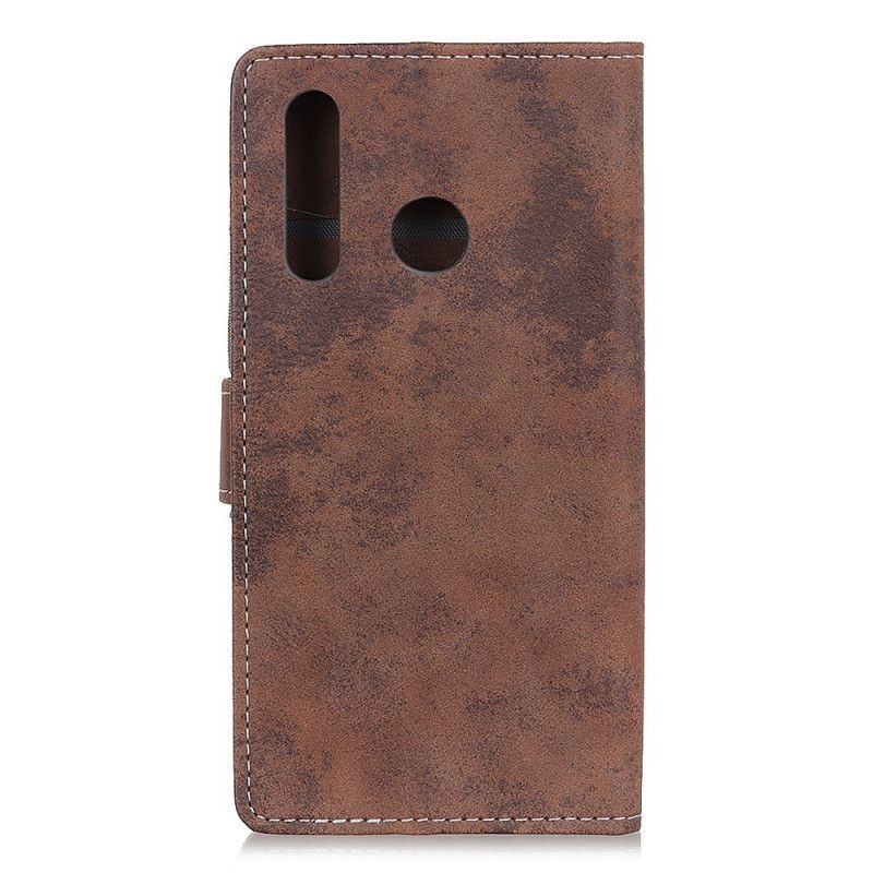 Leren Hoesje voor Huawei P40 Lite E / Y7p Donkerblauw Vintage Leereffect