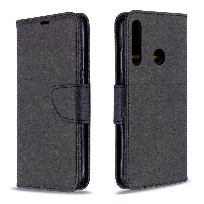 Leren Hoesje voor Huawei P40 Lite E / Y7p Grijs Zwart Gladde Schuine Klep