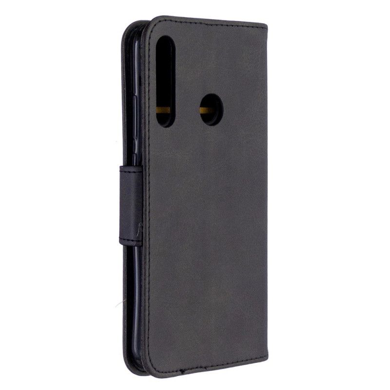 Leren Hoesje voor Huawei P40 Lite E / Y7p Grijs Zwart Gladde Schuine Klep