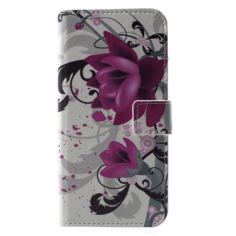 Bescherming Hoesje iPhone X Magenta Tropische Bloemen