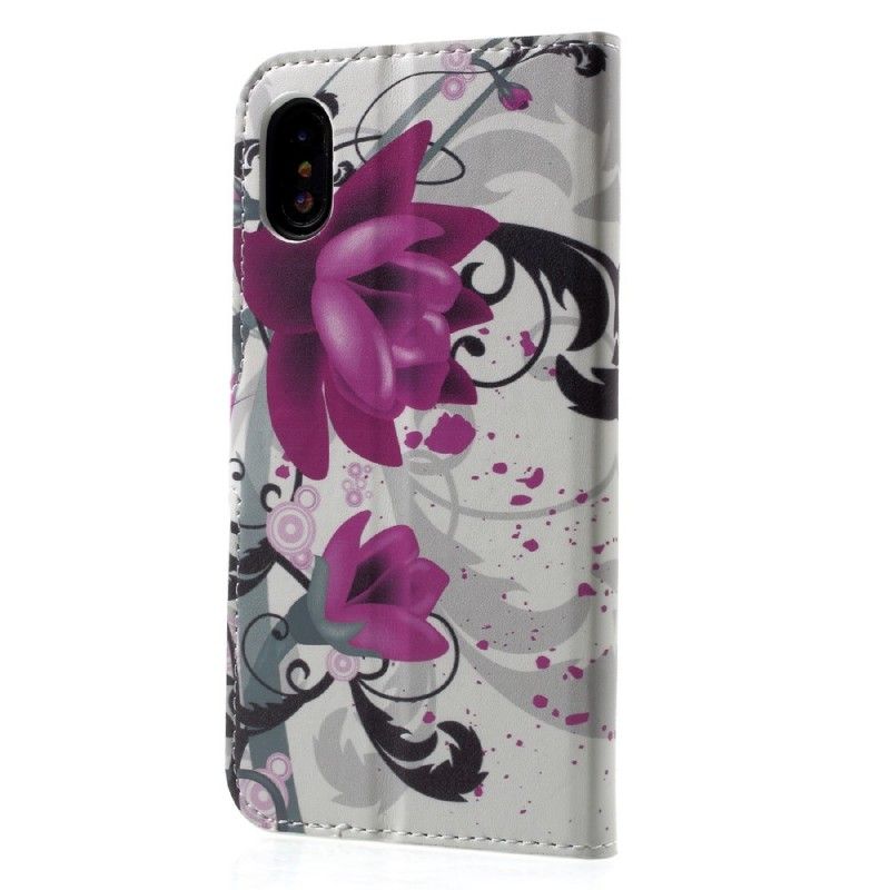 Bescherming Hoesje iPhone X Magenta Tropische Bloemen