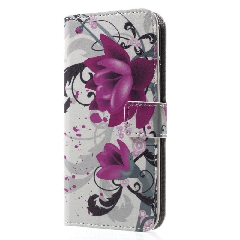 Bescherming Hoesje iPhone X Magenta Tropische Bloemen