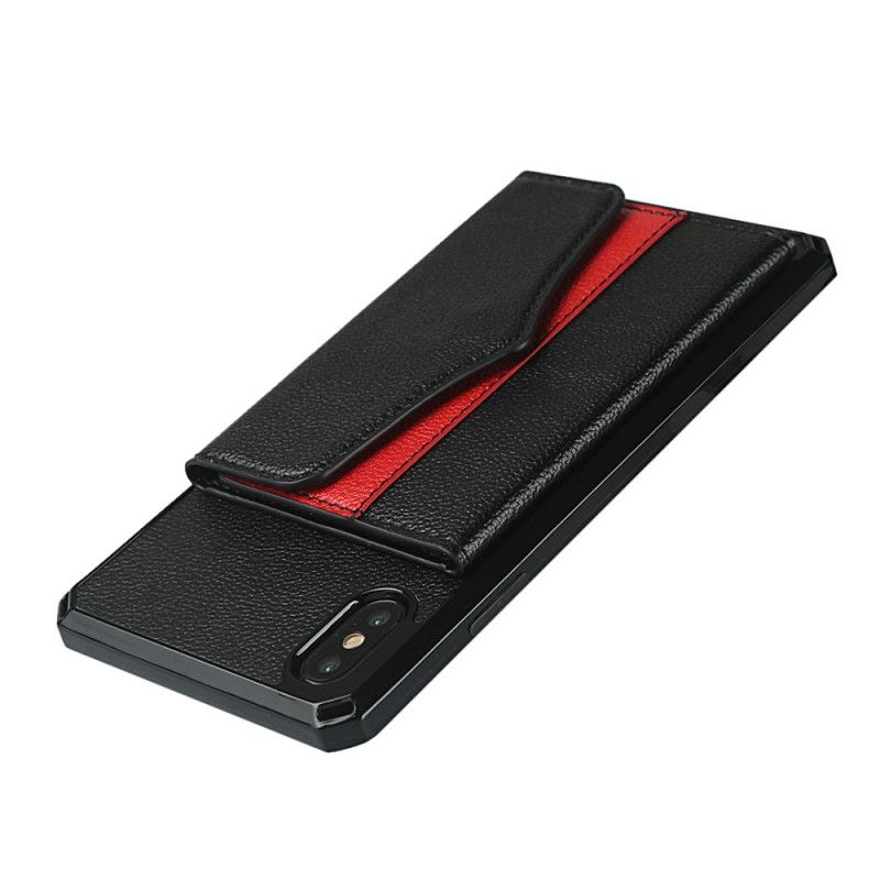 Case Hoesje iPhone X Rood Zwart Telefoonhoesje Multifunctioneel Met Spiegel En Riem