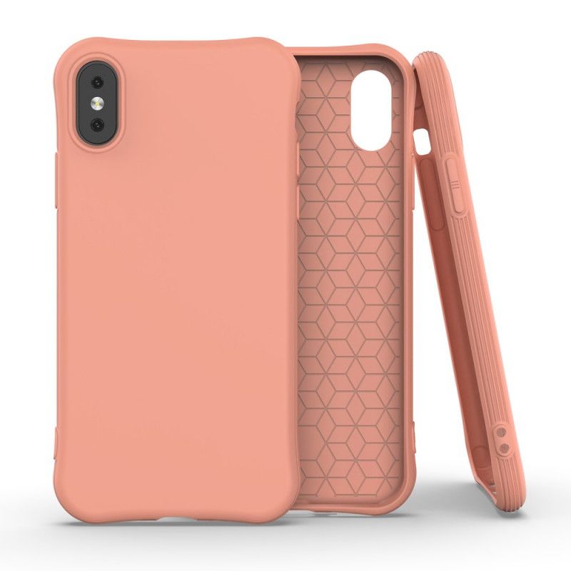 Case Hoesje iPhone X Roze Zwart Telefoonhoesje Enkay Mat Flexibele Siliconen