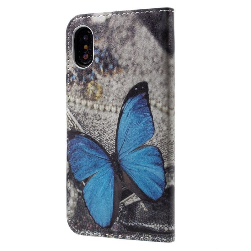 Cover Folio-hoesje iPhone X Telefoonhoesje Blauwe Vlinder