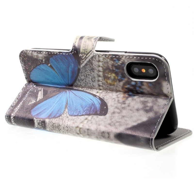 Cover Folio-hoesje iPhone X Telefoonhoesje Blauwe Vlinder