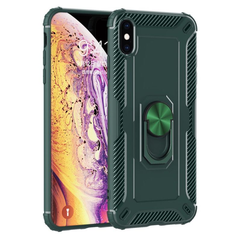 Cover Hoesje iPhone X Groen Zwart Telefoonhoesje Siliconen Ringhouder