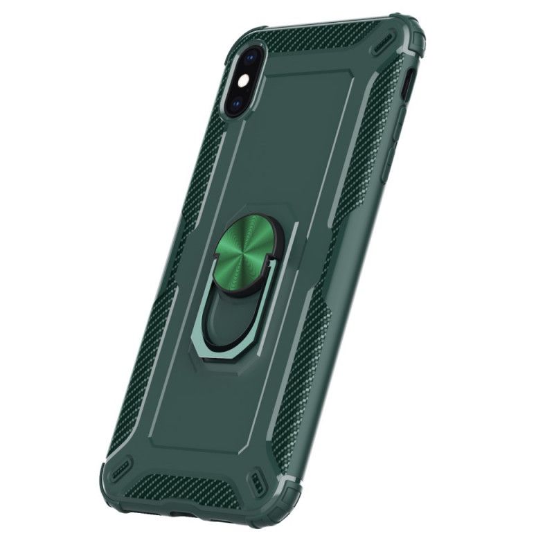 Cover Hoesje iPhone X Groen Zwart Telefoonhoesje Siliconen Ringhouder