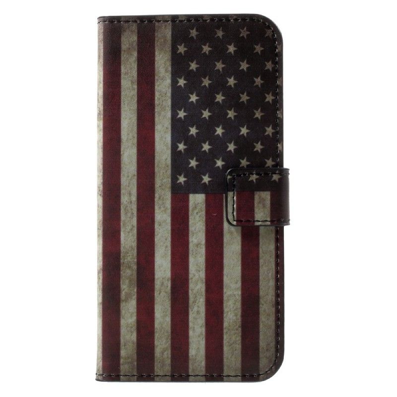 Flip Case Leren iPhone X Usa Vlag