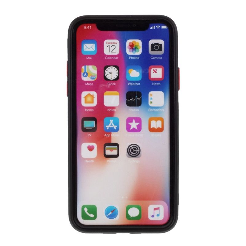 Hoesje iPhone X Rood Zwart Flexibele Siliconen Gekleurde Knop