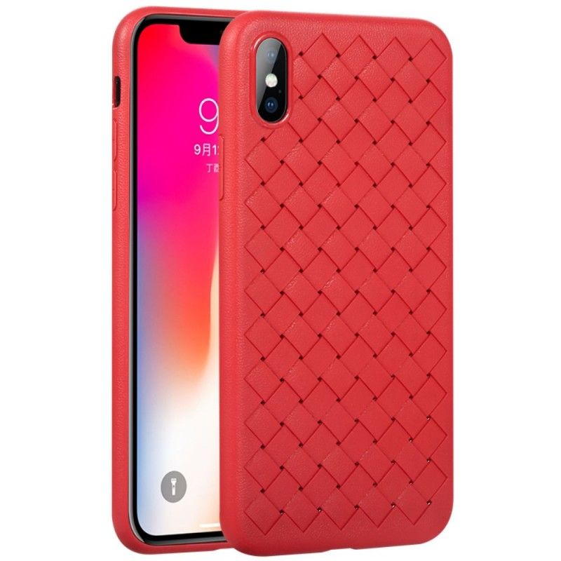 Hoesje iPhone X Rood Zwart Gevlochten