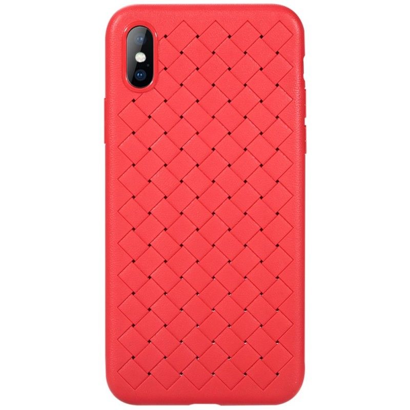 Hoesje iPhone X Rood Zwart Gevlochten