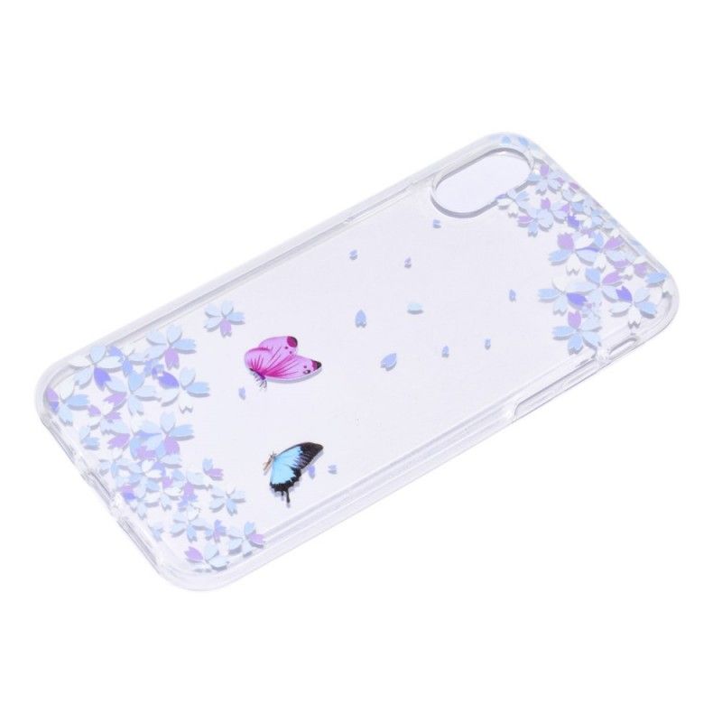 Hoesje iPhone X Transparante Vlinders En Bloemen