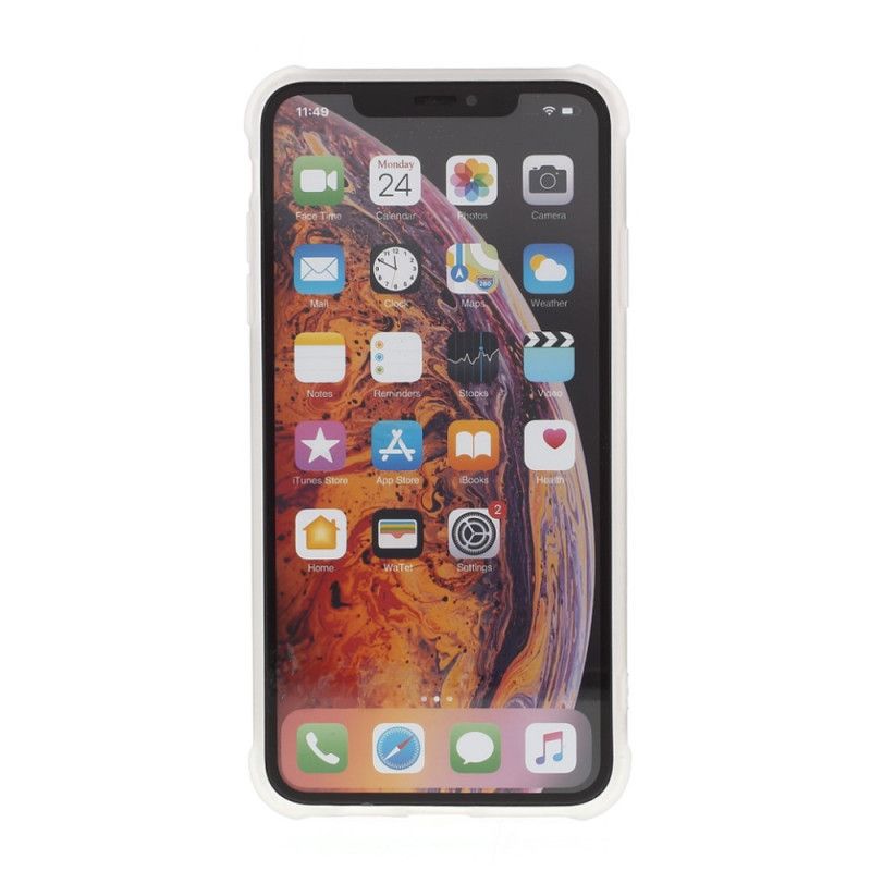 Hoesje voor iPhone X Oranje Wit Versterkte Hoeken In Marmerstijl