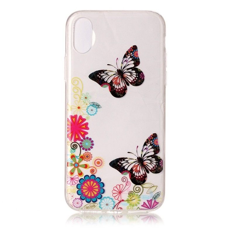 Hoesje voor iPhone X Psychedelische Vlinders En Bloemen