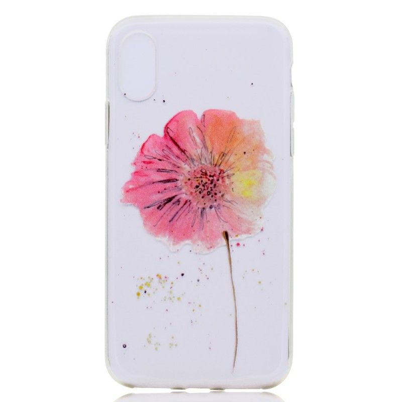 Hoesje voor iPhone X Transparante Aquarel Klaproos