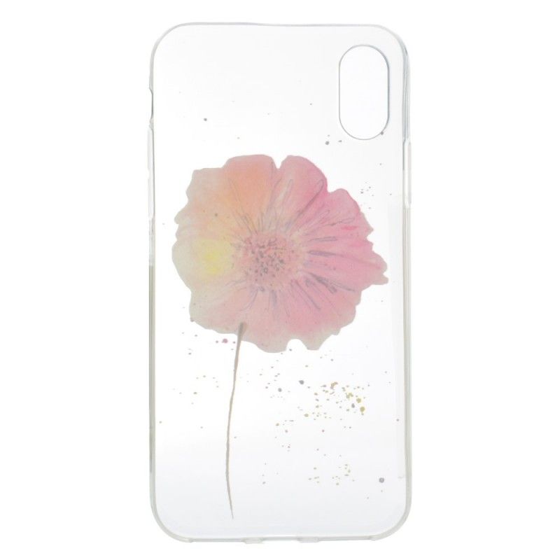 Hoesje voor iPhone X Transparante Aquarel Klaproos