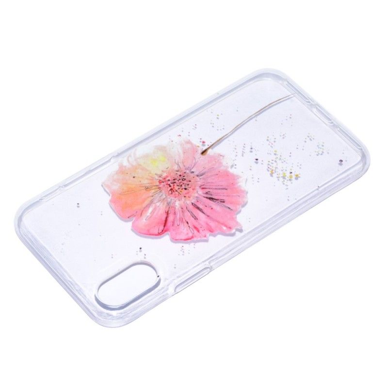 Hoesje voor iPhone X Transparante Aquarel Klaproos