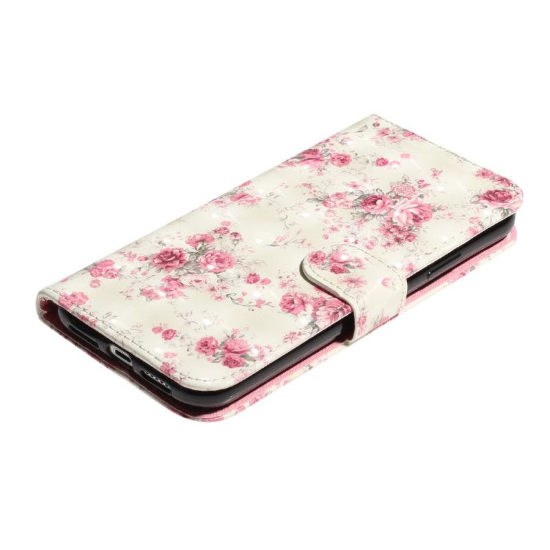 Leren Hoesje voor iPhone X Bloemen Lichte Vlekjes Met Riempje