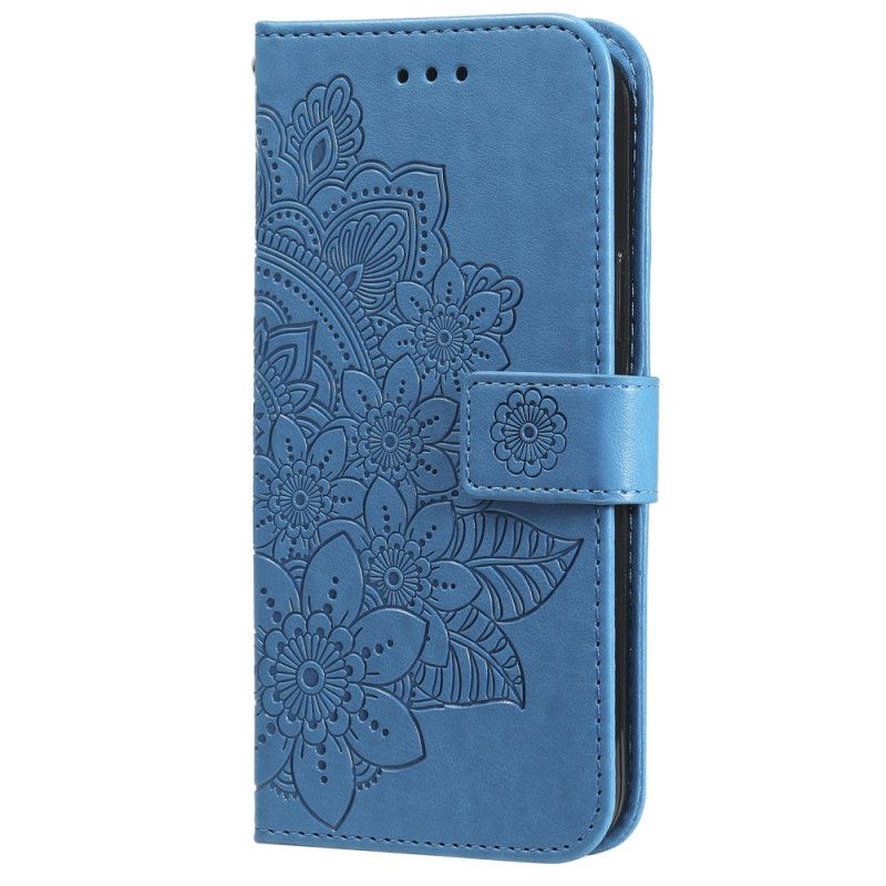 Flip Case Leren Oneplus 12 5g Bandje Met Bloemenmotief