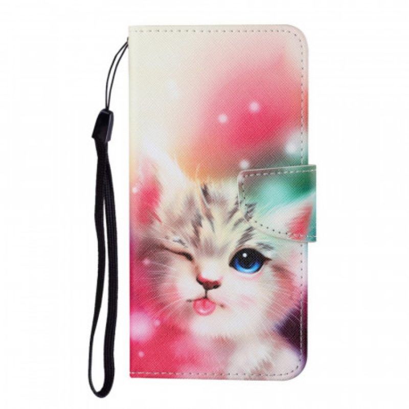 Folio-hoesje voor Samsung Galaxy S22 Plus 5G Koninklijke Kat Met Lanyard