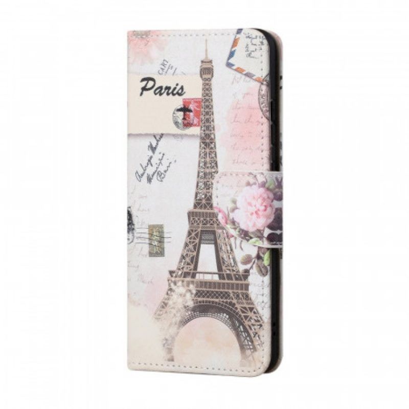 Leren Hoesje voor Samsung Galaxy S22 Plus 5G Retro Eiffeltoren