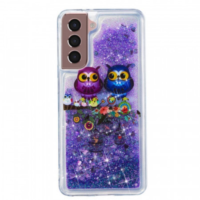 Telefoonhoesje voor Samsung Galaxy S22 Plus 5G Glitter Uilen