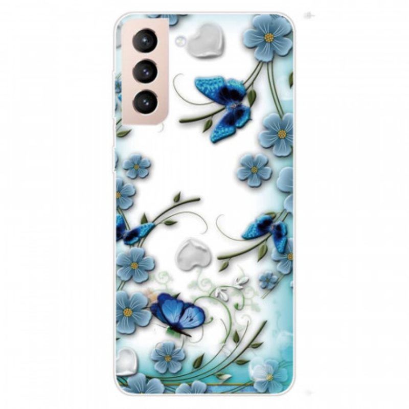 Telefoonhoesje voor Samsung Galaxy S22 Plus 5G Retro Vlinders En Bloemen