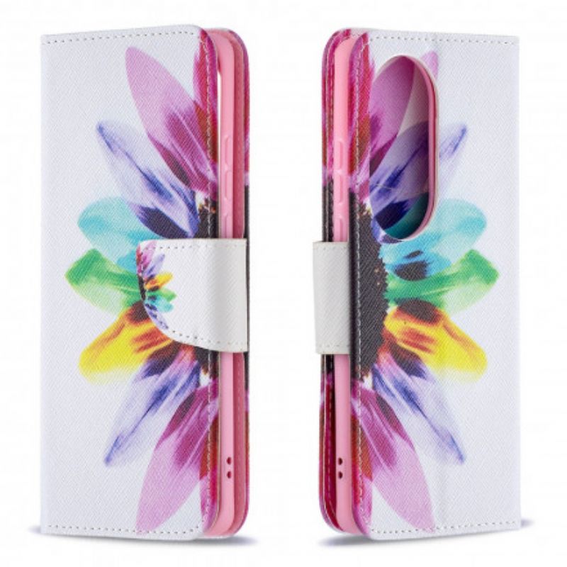 Folio-hoesje Huawei P50 Pro Telefoonhoesje Bloem Aquarel