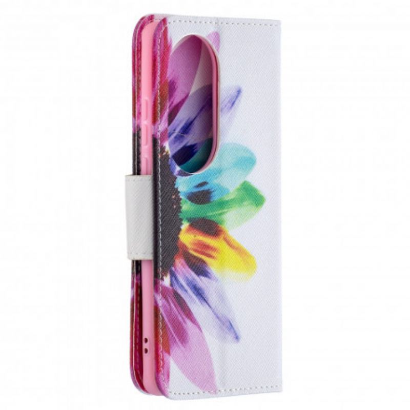 Folio-hoesje Huawei P50 Pro Telefoonhoesje Bloem Aquarel