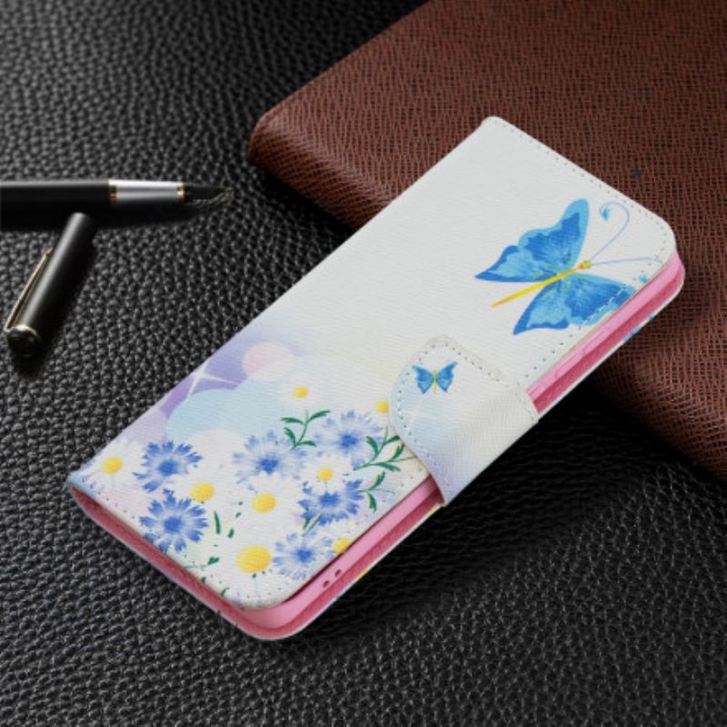 Folio-hoesje Huawei P50 Pro Telefoonhoesje Geschilderde Vlinders En Bloemen