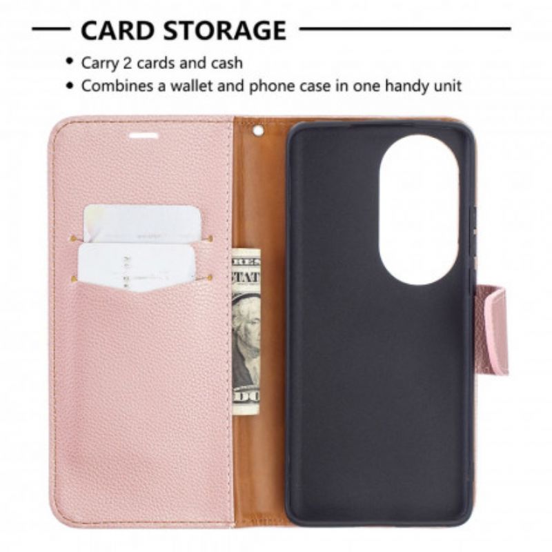 Folio-hoesje Huawei P50 Pro Telefoonhoesje Lychee Flap Schuin