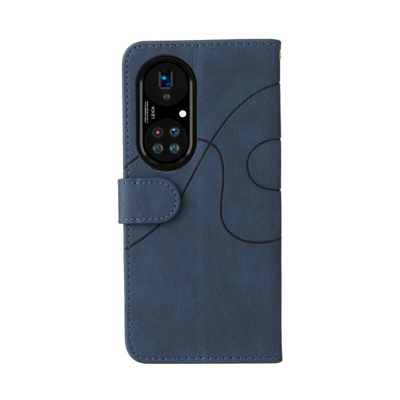 Folio-hoesje Huawei P50 Pro Telefoonhoesje Signature Tweekleurig Kunstleer