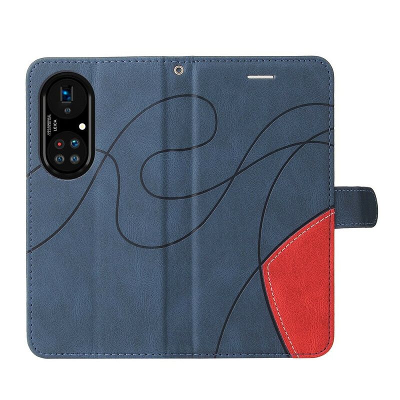 Folio-hoesje Huawei P50 Pro Telefoonhoesje Signature Tweekleurig Kunstleer