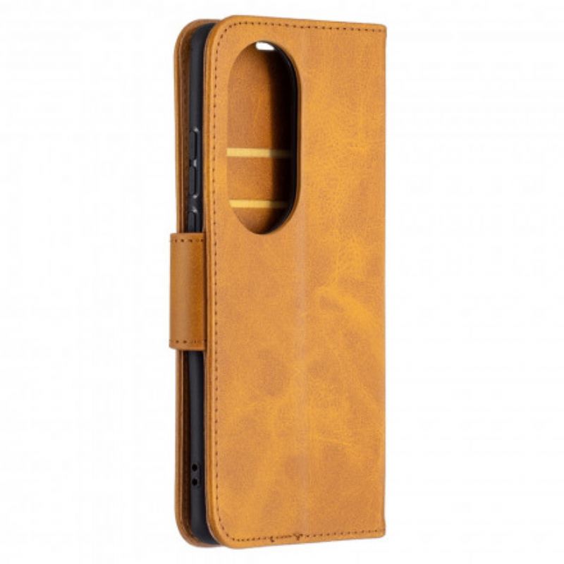 Leren Hoesje Voor Huawei P50 Pro Gladde Flap Schuin